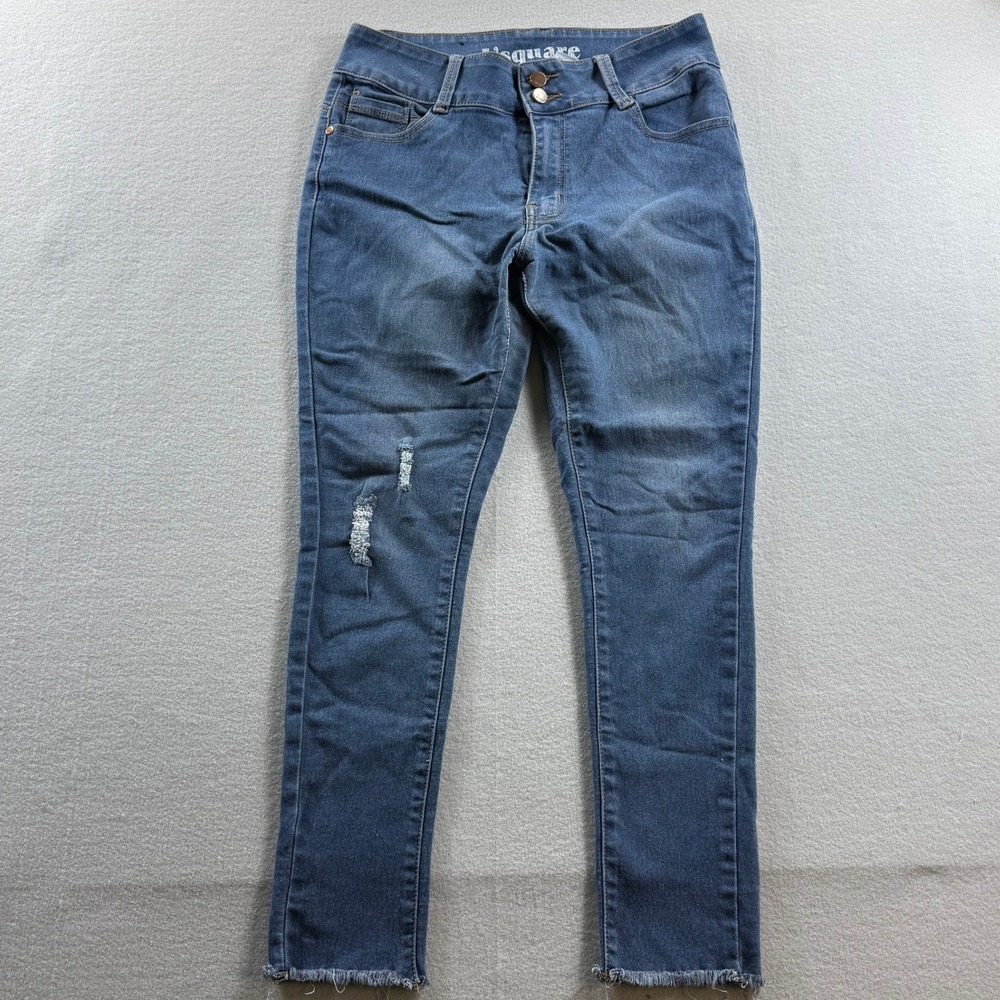 L'square Skinny Jeans Womens 9 Blue Distressed Frayed Hem
